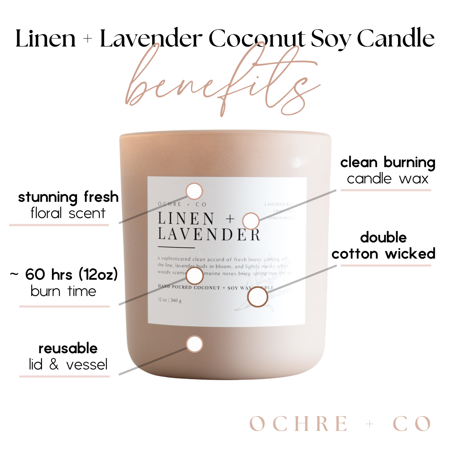 Linen + Lavender - Coconut Soy Candle