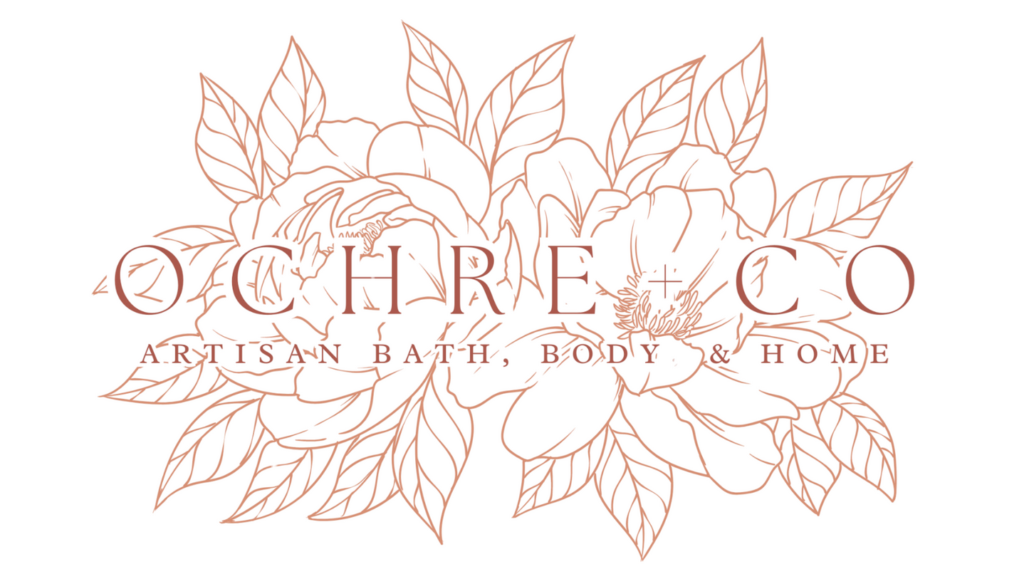 OCHRE CO Logo, featuring a floral design in pink